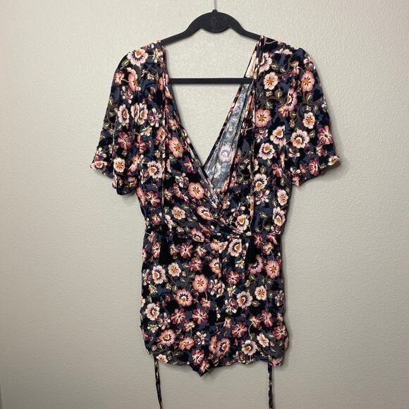 Band of Gypsies Floral Tasseled Drawstring Romper - Picture 1 of 6